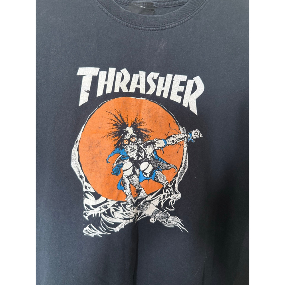 Thrasher Magazine Pushead T-shirt, Men’s Large Black Skate Outlaw Logo T-shirt - Picture 3 of 7